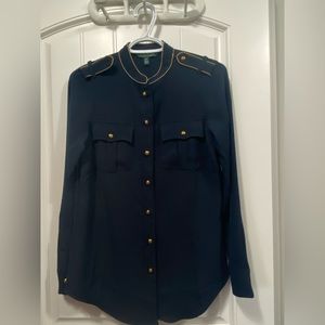 Woman’s navy blue Ralph Lauren long sleeve blouse
